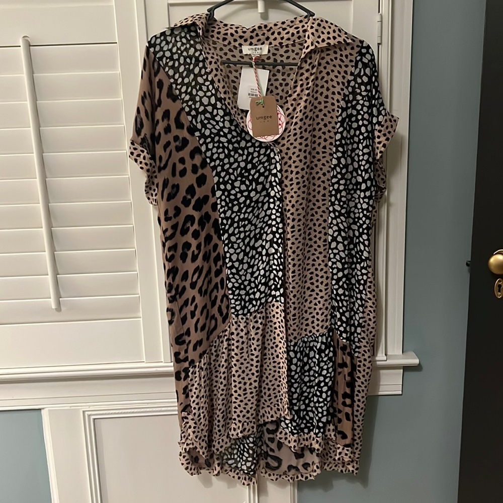 Printed button up dress